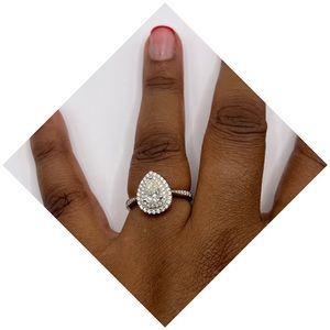 Certified moissanite 2ct pear shape in sterling silver.